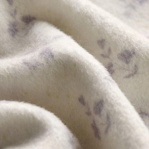 High quality wool fabric White Floral Print tissu Soft skin friendly clothing DIY handmade fabrics