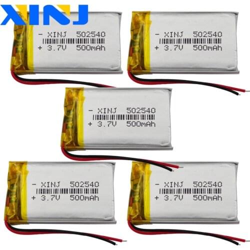 XINJ 5pcs 3.7V 500 mAh Lithium Polymer Battery li-po 502540 For smart watch Telephone watches Bluetooth navigation Music player