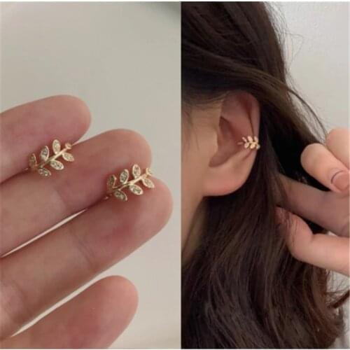1pc Moda clip gold leaf earring for women no pierced Puck rock vintage crystal ear cuff girls jewerly gifts
