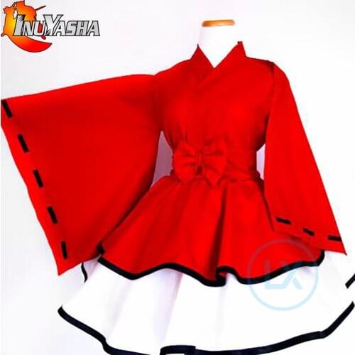 Anime Inuyasha Cosplay Costume Sesshoumaru Miroku Sango Lolita Inuyasha Kimono Dress Full Sets Custom Made Female Halloween
