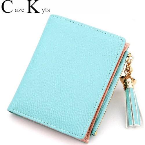 Ladies leather famous brand short wallet simple fashion multi-card multi-function coin purse ladies zipper tassel new clutch bag