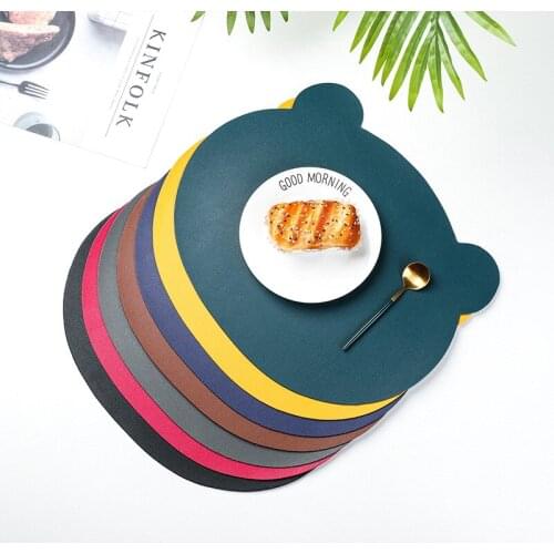 1/2/4pcs Waterproof Placemat PU Leather Heat Insulation Table Mat Tableware Pad Non-Slip Placemat Washable Bowl Coaster