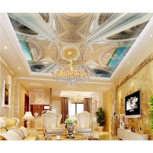 Custom 3d wallpaper photo 3d wallpaper European style restaurant space living room ceiling frescoes wallpaper 3d ceiling