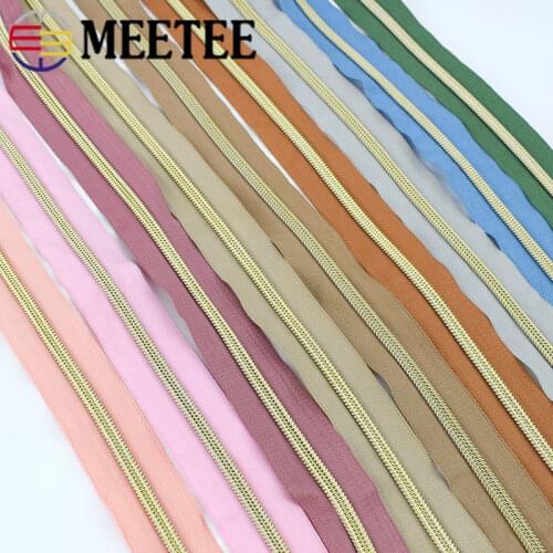 Meetee 4/8Meters 5# Nylon Coil Code Zippers Decor DIY Sewing Bags Purse Garment Zip Material Accessories Colorful Available