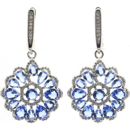 40x24mm Lovely Sunbird Silver Earrings For Women Created Green Amethyst White Cubic Zircon For Women Silver Earrings