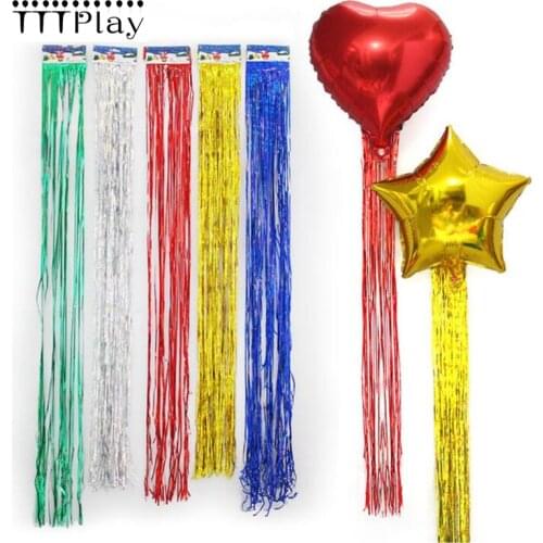 5pcs/lot gold silver tassel curtain ribbons aluminium film for balloon wedding supplies anniversary birthday party decoration