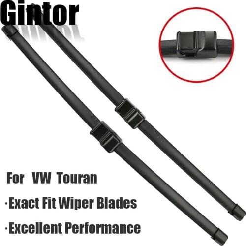 GINTOR For Volkswagen Touran 2003 2004 2005 2006 2007 2008 2009 2010 2011 2012 2013 2014 2015 Auto Natural Rubber Wiper Blades