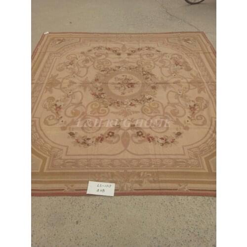 Free shipping 8'X8' Square Handmade Roses Wool Needlepoint Rug for home decoration