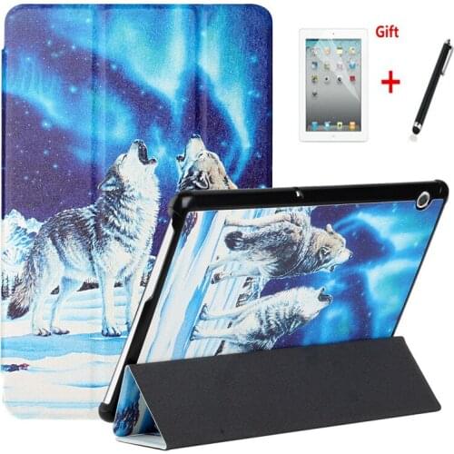 Case For Huawei MediaPad T5 10.1 PU Leather tablet Protective Magnetic Stand Cover for Huawei MediaPad M5 lite 10.1+film+pen