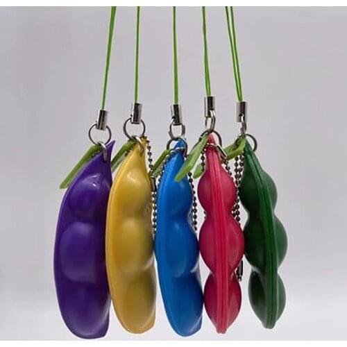 Color Fidget Toy Antistress Squeeze Edamame Relieve Stress Toy Pop Lovely it Squeeze Beans Surface Emotion Figet Toys Keychain