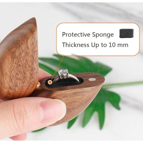 Heart Walnut Wood Ring Box Proposal Engagement Wedding Jewelry Wooden Box Case X7YC