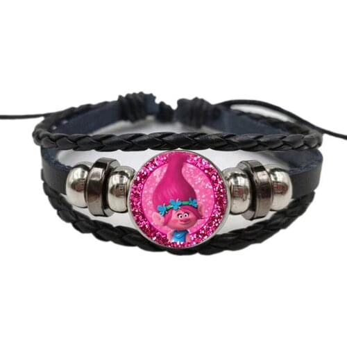 Dreamworks Magic Elf Troll Troll Cabochon Glass Leather Bracelet ChildrenS Dress Up Toy New Cartoon Gift Jewelry