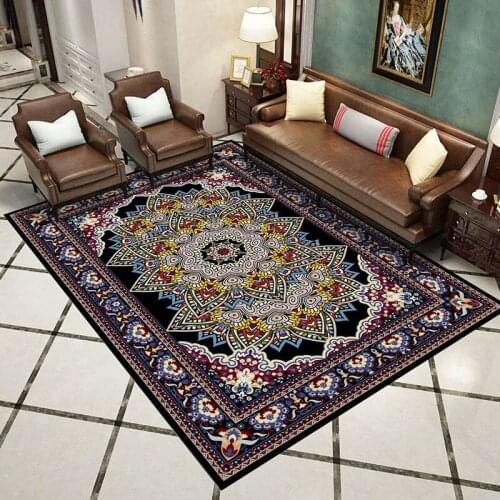 Europe Persian Retro Printed Floral Carpets Anti-Slip Rug Home Rugs Floor Parlor Bedroom Rectangle Area Prayer Large Carpet