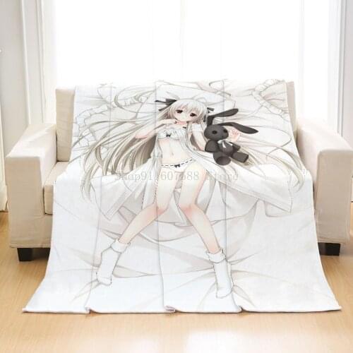 Anime 3D Printed Girl Flannel Blanket Adult Fashion Quilts Home Office Washable Duvet Casual Kids Girls Cute Blanket