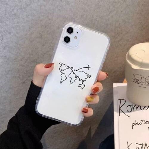 GYKZ Luxury World Map Travel Soft TPU Phone Cases For iPhone SE 2020 XS MAX 11 Pro XR X 7 8 6s Plus Clear Soft Back Cover Fundas