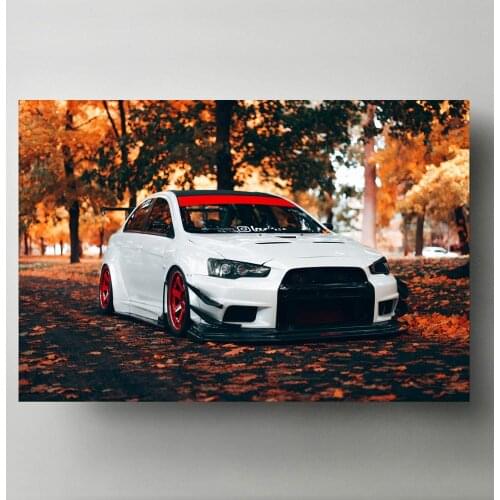 Canvas Paintings Tuning Autumn Lancer Evo White Car Classic Supercar Posters Modern Wall Art Prints for Living Room Decor