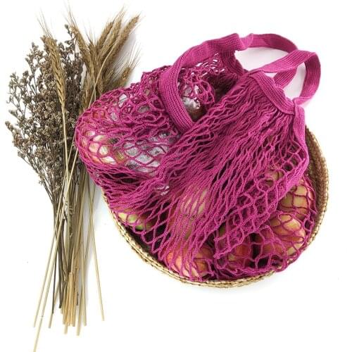 2PCS Large Cotton Totes Shopping Bags foldable Mesh Net String Shopping Bag Reusable Shopping bags Fruit Storage Handbag