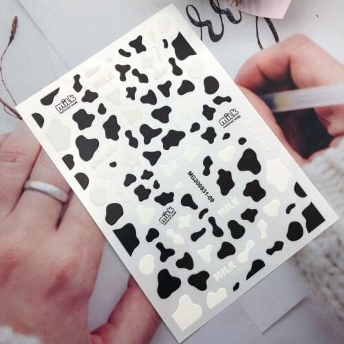 Hot Selling New Style Japanese Serious Lovely Cow Nail Stickers Back Adhesive Paper Sticker Nail Decals