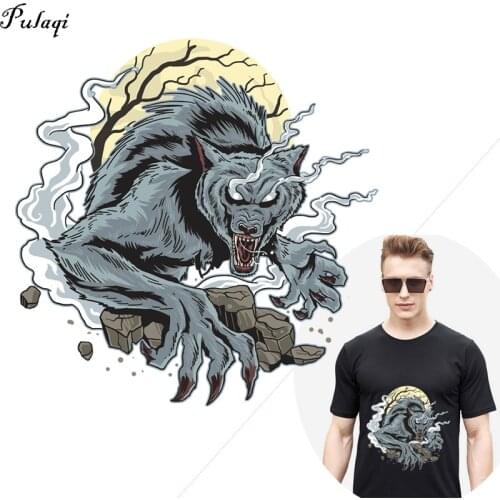 Werewolf Patches Thermo Stickers On Clothes Iron On Transhers For Clothing Wolf Heat Transfer For Shirt Cloth Stickers Appliques