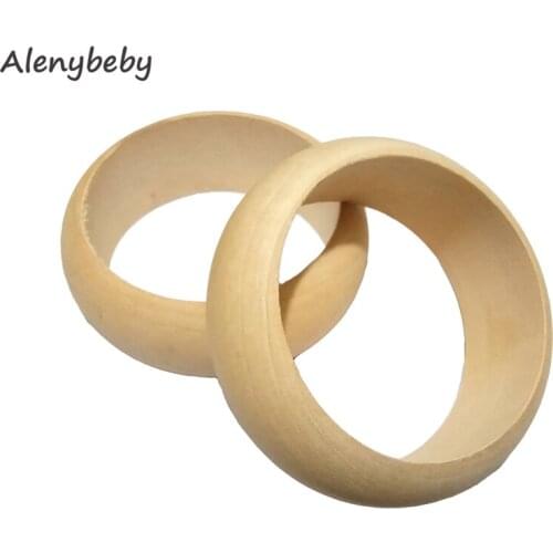 Unfinished Wood Bangle Chunky Bracelet 1.18" Wide Dome Exterior Women Bracelet DIY your own personalized wood rings