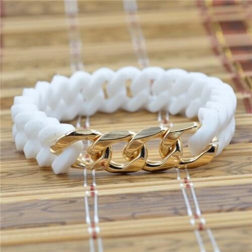 2021 Simple Cuban Chain Titanium Steel Silicone Twist Energy Bracelet Bangle For Women Men Pulsera Chain Bracelet Jewelry Gifts