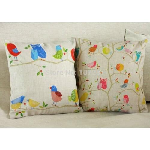 New Arrive Vintage Cushion Cover Pillow Case Home Decoractive 45cm*45cm Coloring cute Hoot Branch Owls