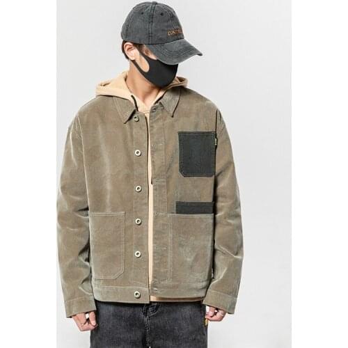 Autumn Casual Coat Mens Corduroy Jacket Korean Fashion Loose Versatile Mens Cotton Coat Plus Size Jacket Overcoats Clothing