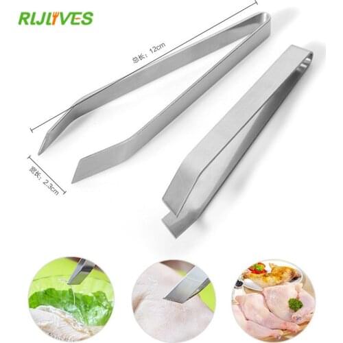 RLJLIVES Stainless Steel Fishbone Fur Bones Tongs Food Animal Feather Plucking Remover tool Kitchen Supplies Hair Remover Pliers