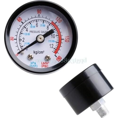 Air Compressor Pneumatic Hydraulic Fluid Pressure Gauge 0-12Bar/0-180PSI