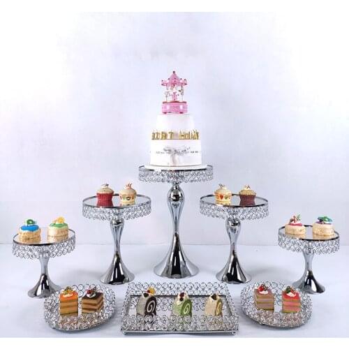 Crystals Cake Stand Cupcake Stand Cake Decorating Supplies Wedding Plates Set Metal Round Party Dessert Display Decor Tray