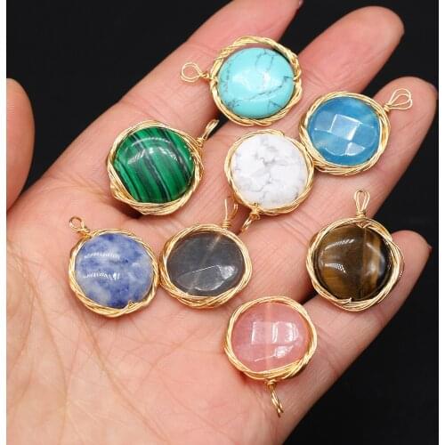 Natural Stone Agates Crystal White Turquoises Sodalite Tiger Eye Pendants for Earring Necklace Jewelry Making Gift Size 20x25mm