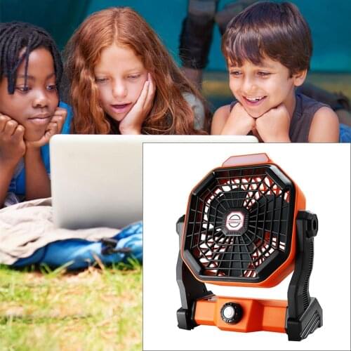 Portable Small USB Solar Fan with LED Light Adjustable Speed Strong 3-Balde Home Camping Desk Fan for Travel Fishing