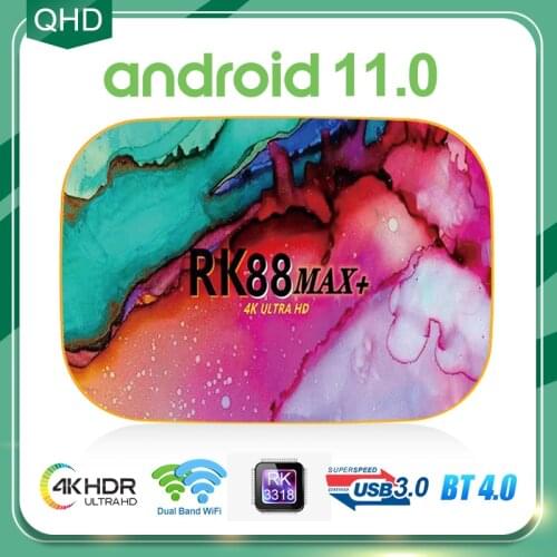 QHDTV RK88 MAX iptv box Smart Tv Box Android 11 4GB 64GB 128GB RK3318 Dual Wifi Media Player RK88MAX+ Smart IP TV Set top Box 4K