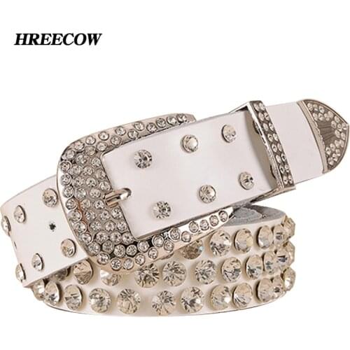 Brand New fashion Female leather belt female full of diamond drill wide belt Rhinestone belts cinto feminino for women