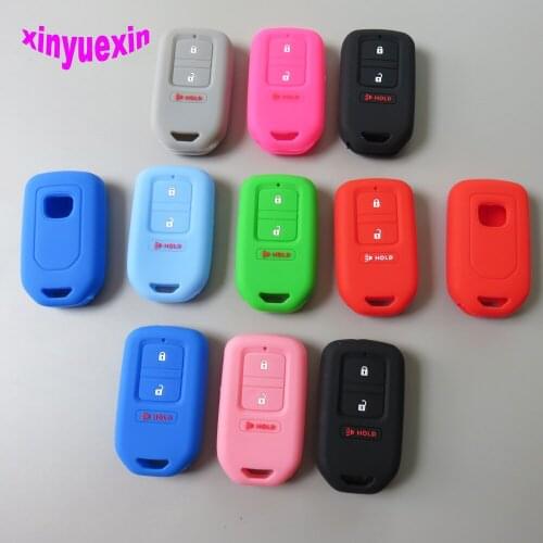 Xinyuexin Silicone Car Key Cover Case For Honda Vezel city civic Jazz BRV BR-V HRV Remote Key Jacket Car-stying 2+1 3 Buttons