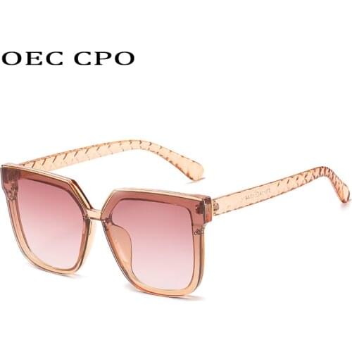 OEC CPO Fashion Square Sunglasses Women Brand Personality Weave Pattern Leg Ladies Sun Glasses Female Eyewear UV400 O606