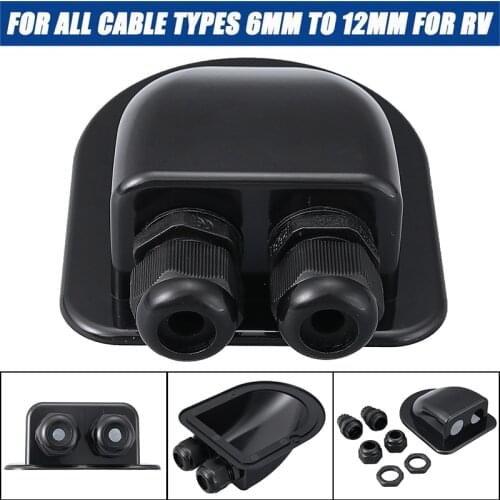 Double Wire Entry Gland Box Solar Panel Roof Wire Entry Gland Box Cable Motorhome Black Double Hole RV Yacht Car Accessories