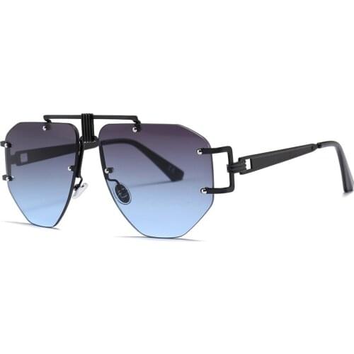 Womens Rimless Sunglasses Irregular Big Frame Glasses Personality Men and Women Street Photography Sunglasses