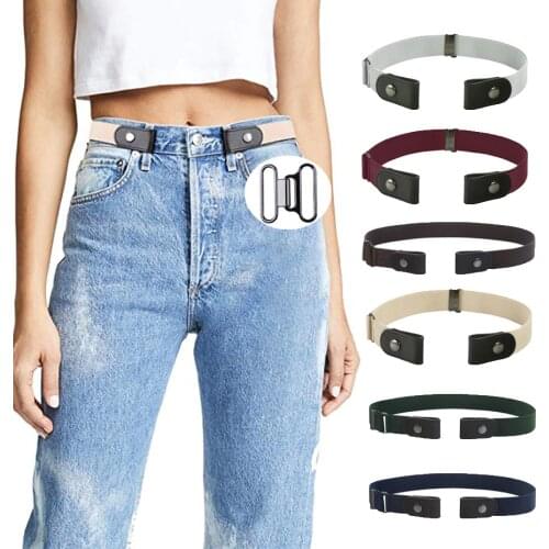 AWAYTR Unisex Buckle-Free Elastic Belt For Jeans Pants Dress Free Stretch Waist Belt For Women Men No Buckle Adjustable Belt