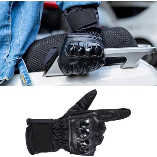 1 Pair Hard Shell Waterproof Windproof Riding Gloves Winter Mens And Womens Warm Touch Screen Cycling Motorcycle Racing Gloves