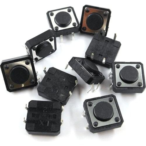 12*12*4.5mm Button Switch Copper 4-pin 4 Foot Direct Plug-in 12 X 12 X 4.5 Small Switches 10pcs/lot