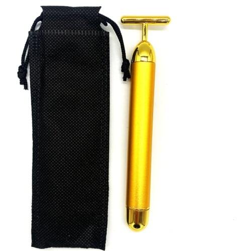 24k Gold Vibration Facial Slimming Face Beauty Bar Pulse Firming Facial Roller Massager Lift Skin Tightening Wrinkle Stick