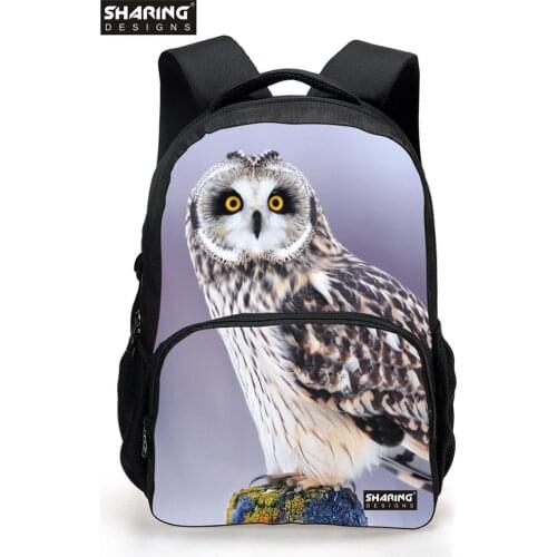 3D Printing Animals Women school bag Owl Head Laptop School Bagpack for Teenager Girls Lady Travel Rucksack