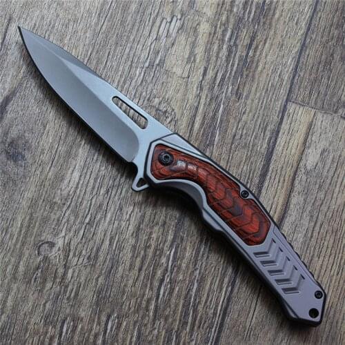 8.6'' Damascus High Quality Portable Folding Knife 3Cr13 Blade Rosewood Handle Tactical Knife Camping Survival Knife Gifts Box