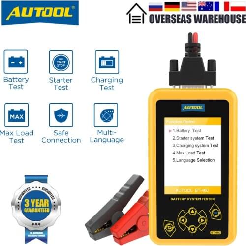 AUTOOL BT460 Car Battery Tester Automotive Goods 12V 24V Load Tester Auto Battery Analyzer Charging Cranking System Tester