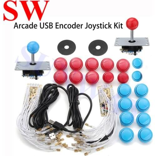Free shipping 2 Player Classic Arcade Contest DIY Kits USB Encoder To PC Joystick +4/ 8 Ways Sticker+ Wire Harness for MAME