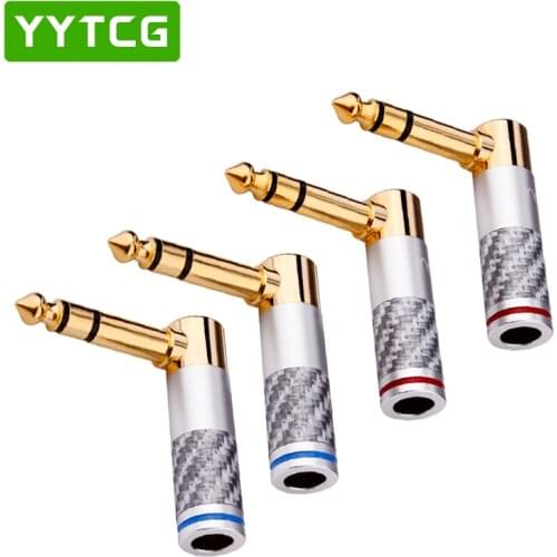 Free shipping 6.35mm 90 Degree right angle male phone jack plug audio adapter Solder Connector