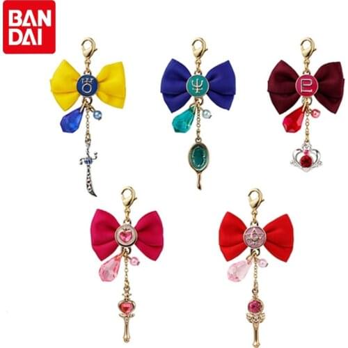 Bandai Genuine Anime Sailor Moon Crystal Gem Keychain Pandant Gem Moon Weapon Ornaments Toys Gift For Girls