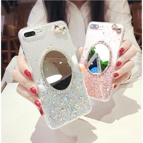Cute Diamond Soft TPU Crystal Rhinestone Glitter Mirror Phone Case For iPhone 12 11 Pro Max Case For Phone X XS XR 8 7 Plus XMAX