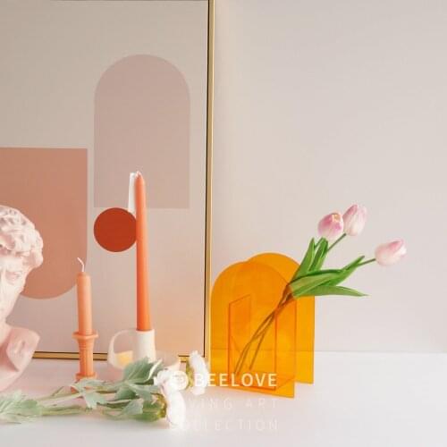 Colorful Vase Acrylic Dried Flower Stand Decoration Nordic Home Decor Desktop Ornament Birthday Gift Flower Shop Supplier Whole